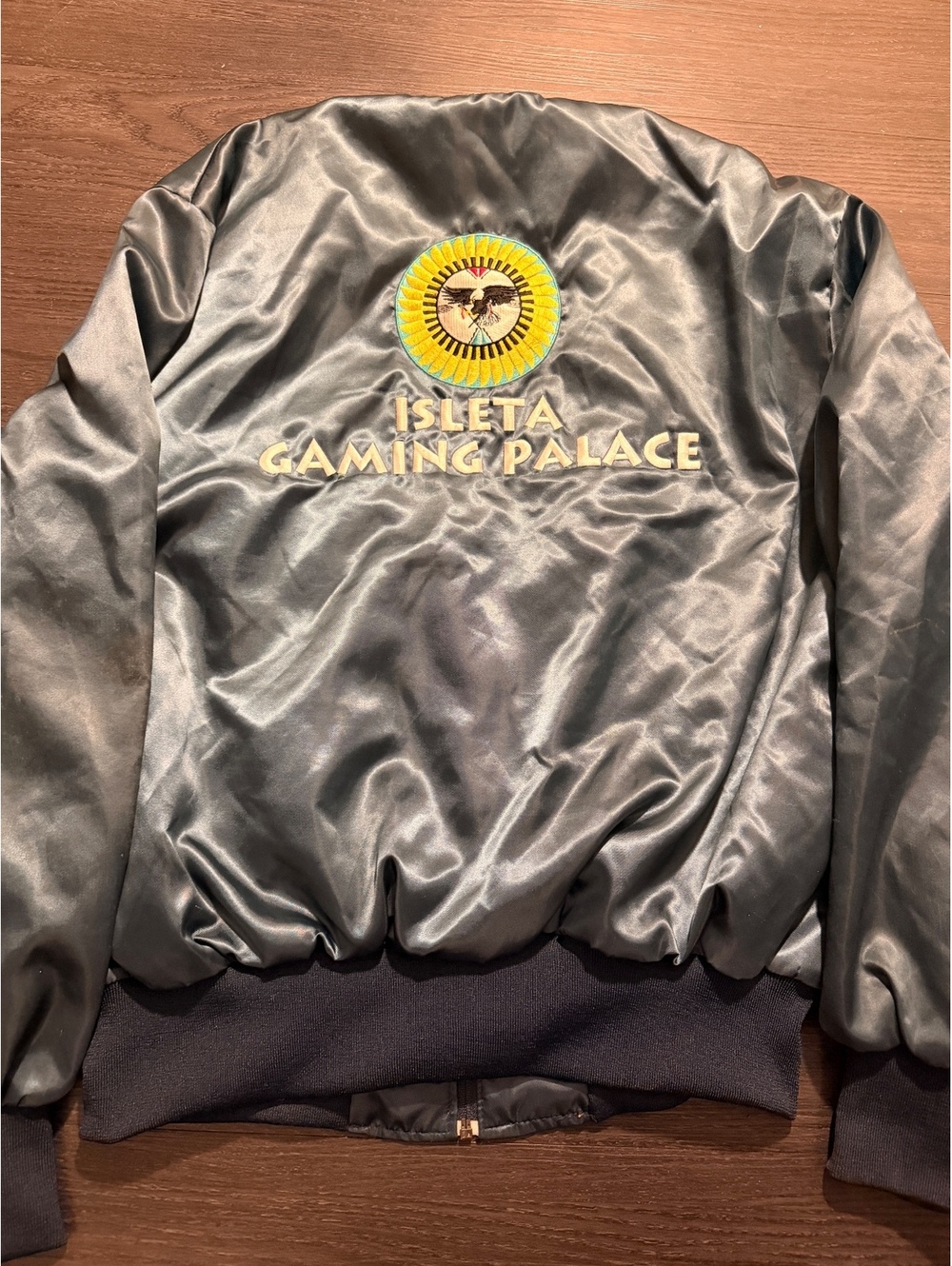 DS Vintage 90s Isleta Gaming Palace Satin Bomber Jacket